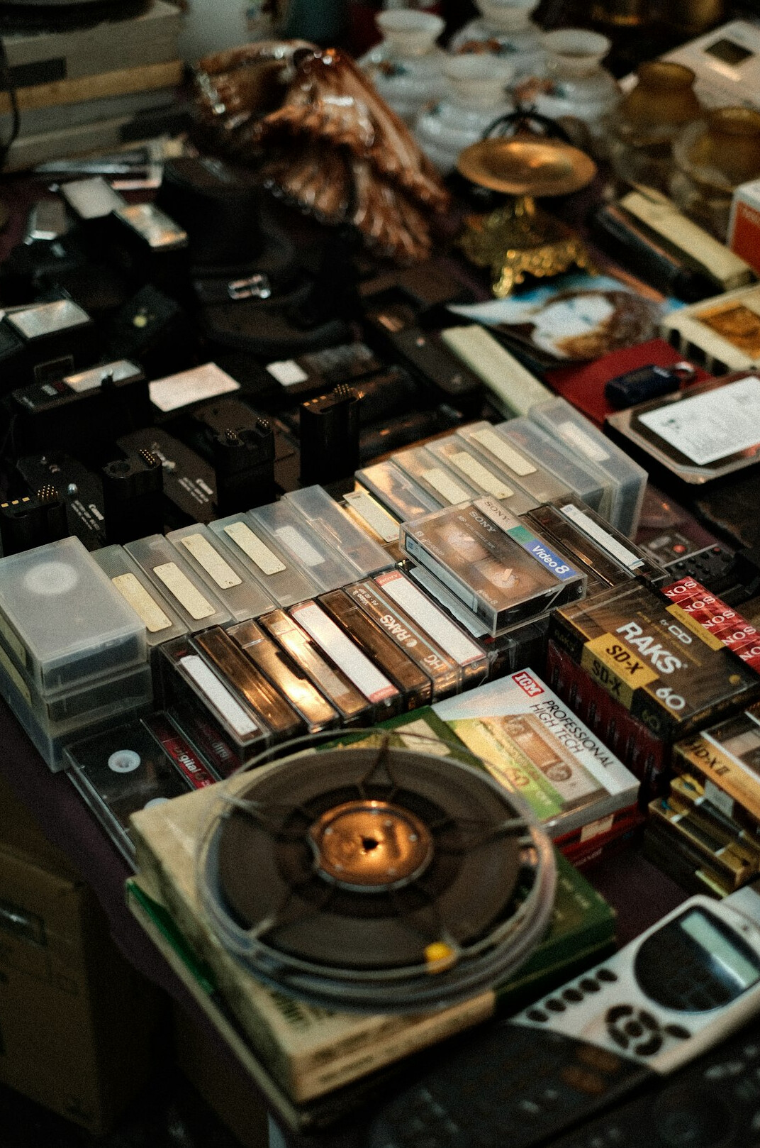 Shelves of labelled videotape archive boxes